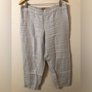 Eileen Fisher Organic Linen Pants in Light Gray - Size Medium